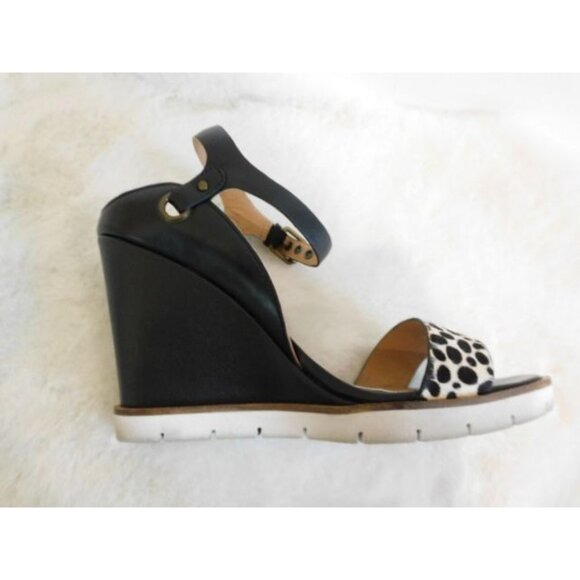 Linea Paolo Ella Wedge Sandal Black white Print size 8 - Picture 10 of 11